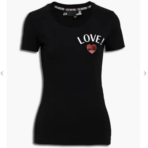 Love Moschino glitter print T-Shirt - Picture 1 of 6